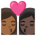 👩🏾‍❤️‍💋‍👩🏿 kiss: woman, woman, medium-dark skin tone, dark skin tone display on Google